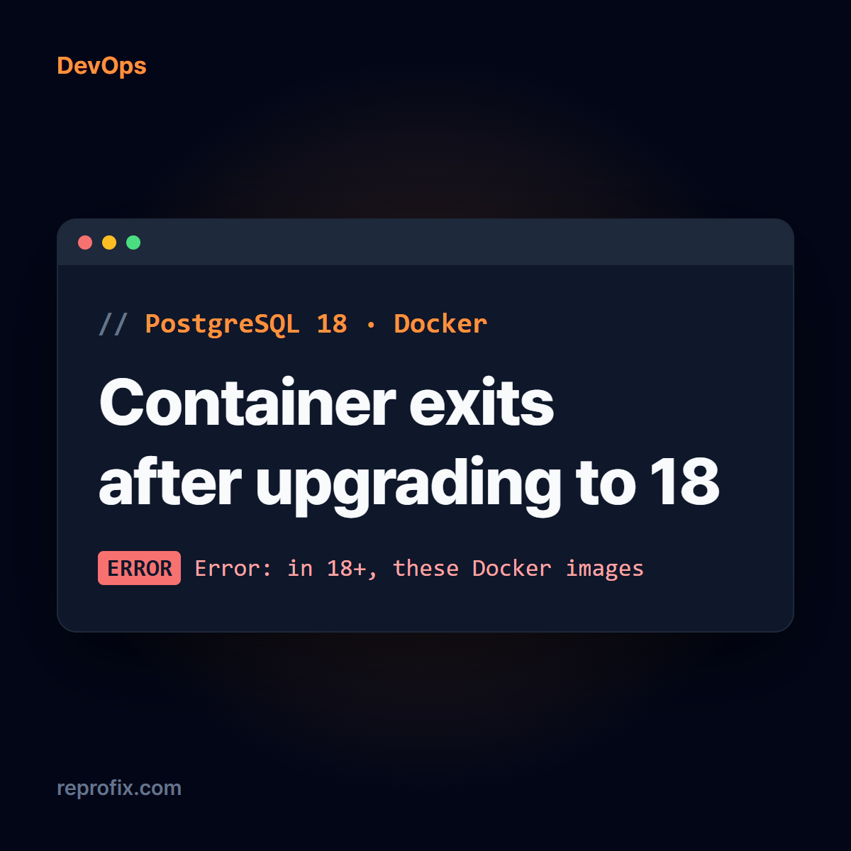 PostgreSQL 18 Docker: fixing the /var/lib/postgresql/data error