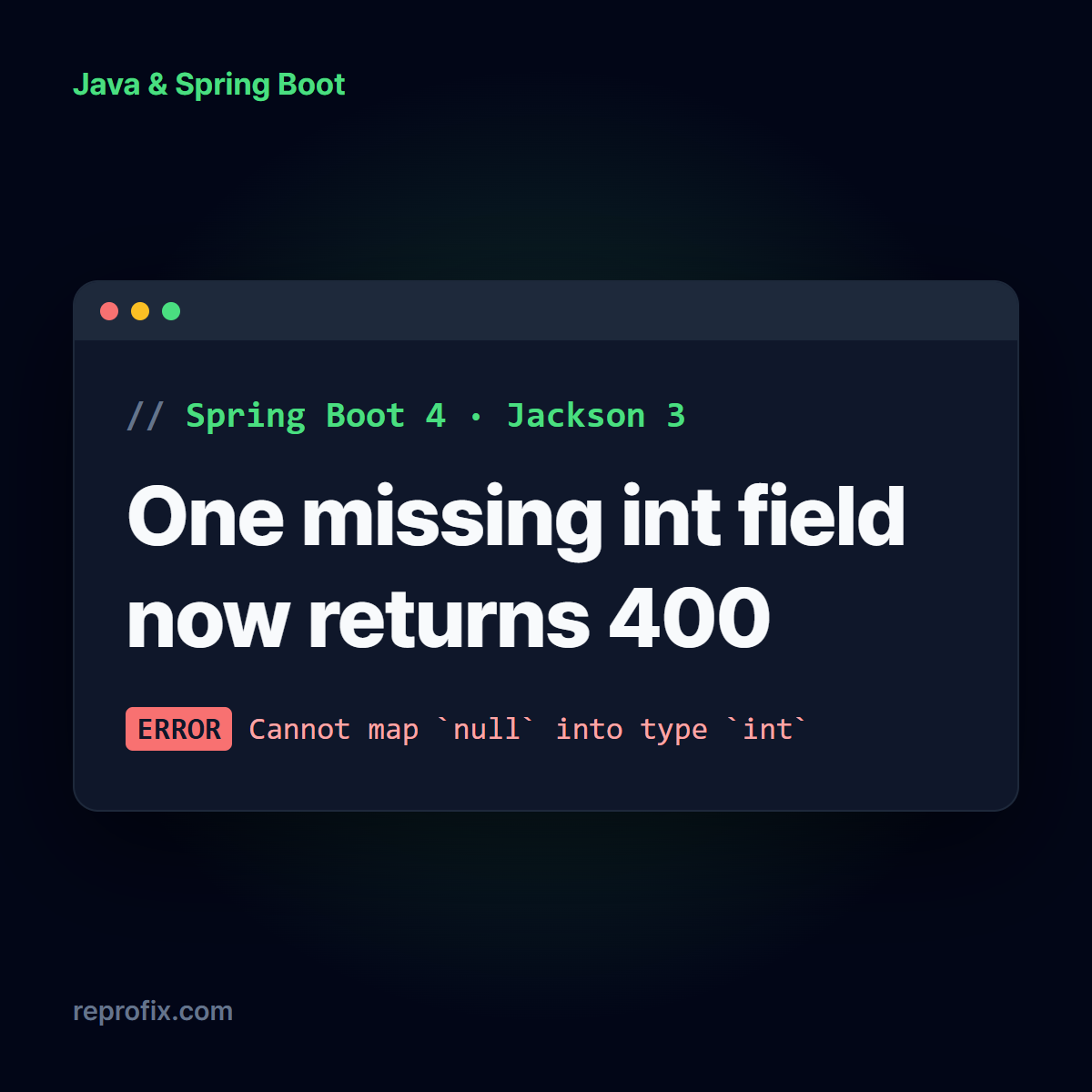 Spring Boot 4: fixing Cannot map null into type int (Jackson 3)